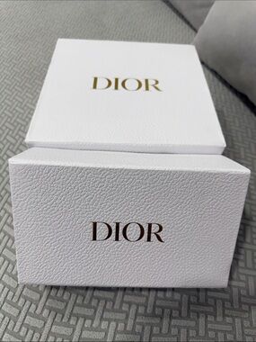 Dior White Box with Gold Logo - Textured Luxury Packaging Set of 2.